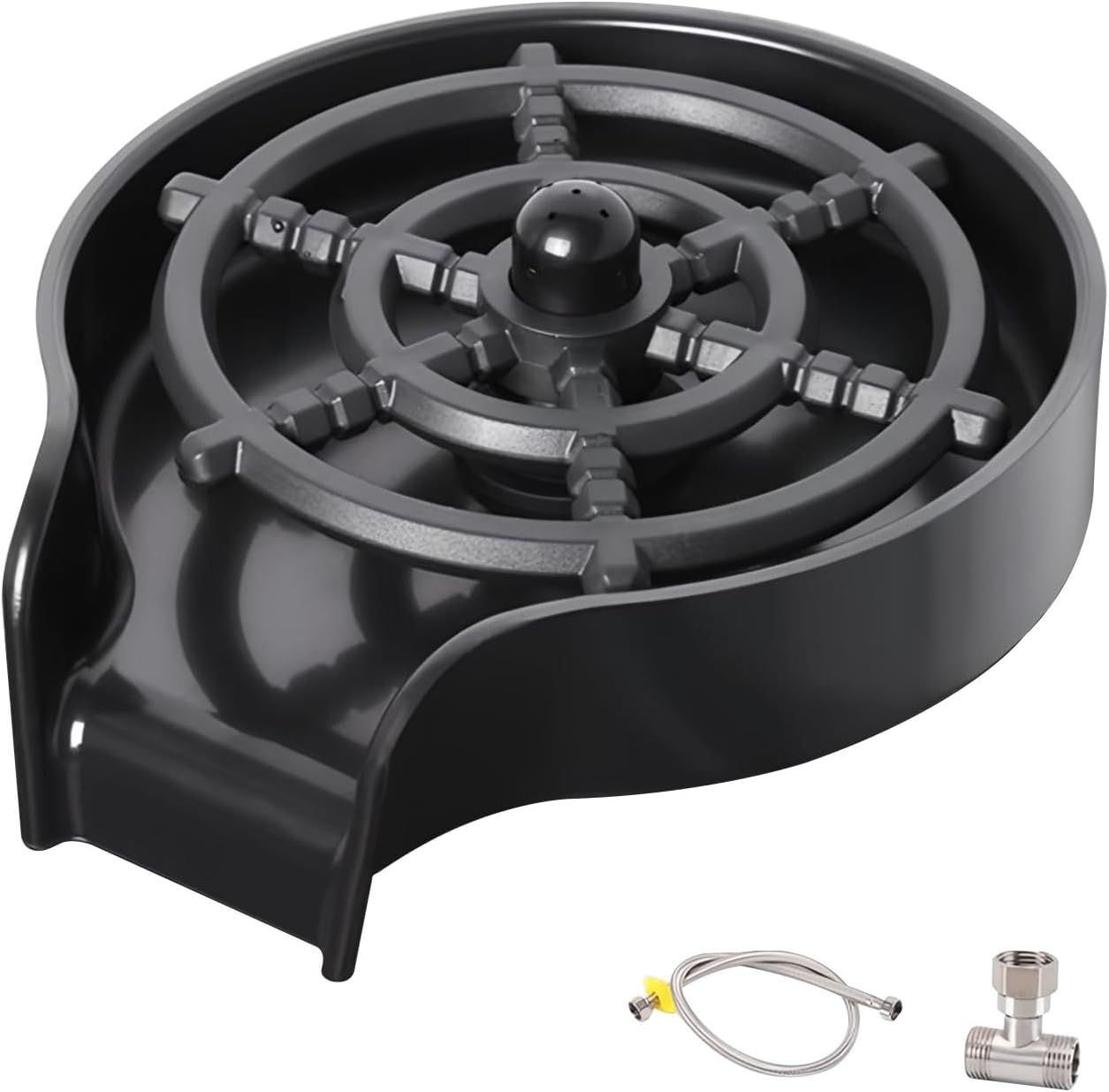 Glass Rinser?Metal Faucet Glass Rinser for Kitchen Sinks,Bottle Washer,Bar Kitchen Sink Accessories(Black)