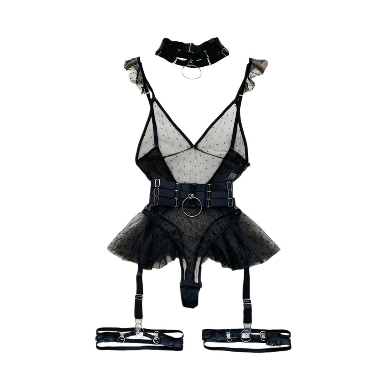 Completo Intimo Donna Completo Intimo da Donna Aderente in Pizzo, Body retrò Senza Maniche, Perfetto per La Luna di Miele/La Prima Notte di Nozze.