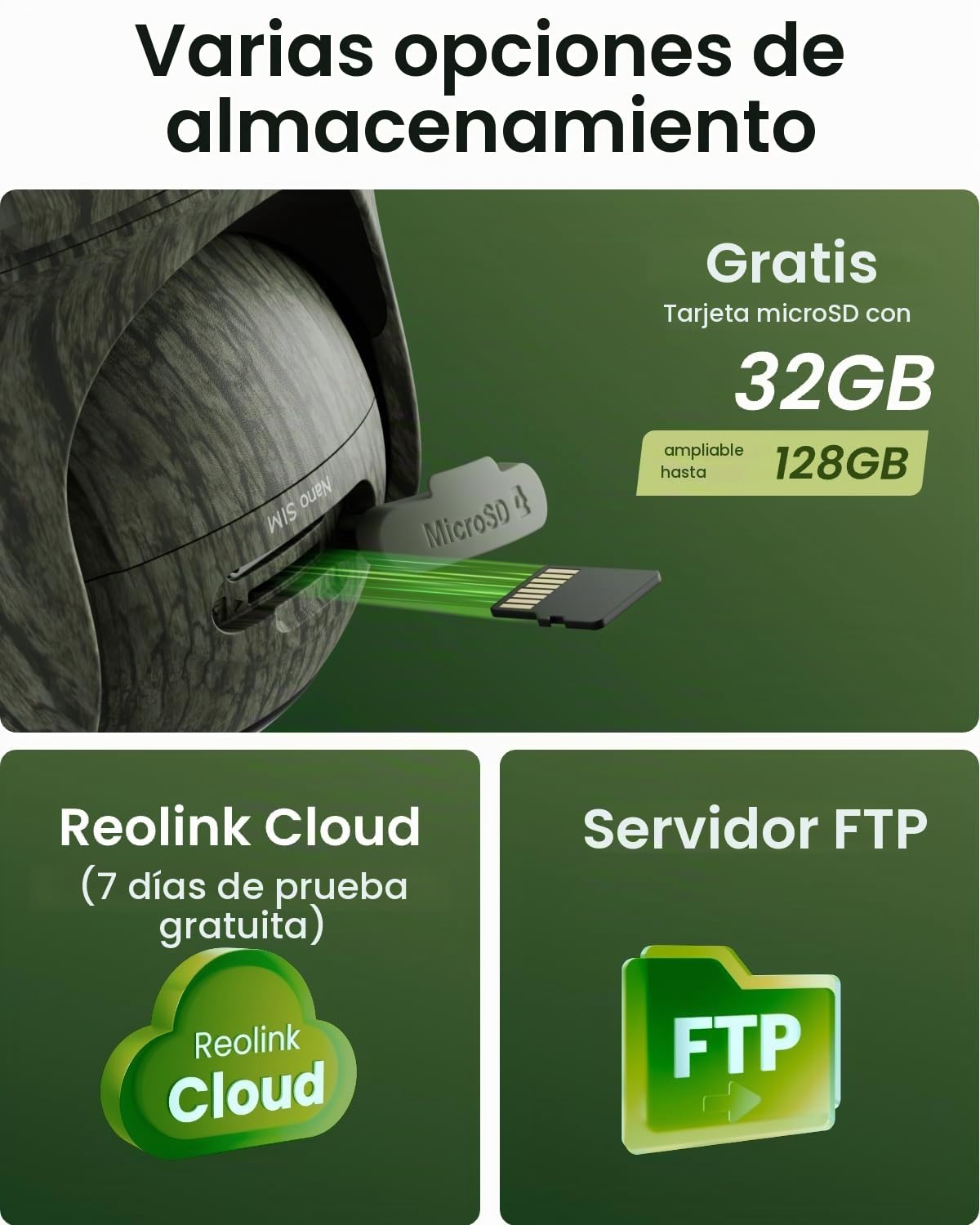 Reolink 4K 3G/4G Camara Vigilancia Exterior con Tarjeta SIM, Visión Nocturna, Detección de AI, Batería Recargable, Go Ranger PT + 6W Panel Solar + Candado de Cable para cámara de Sendero