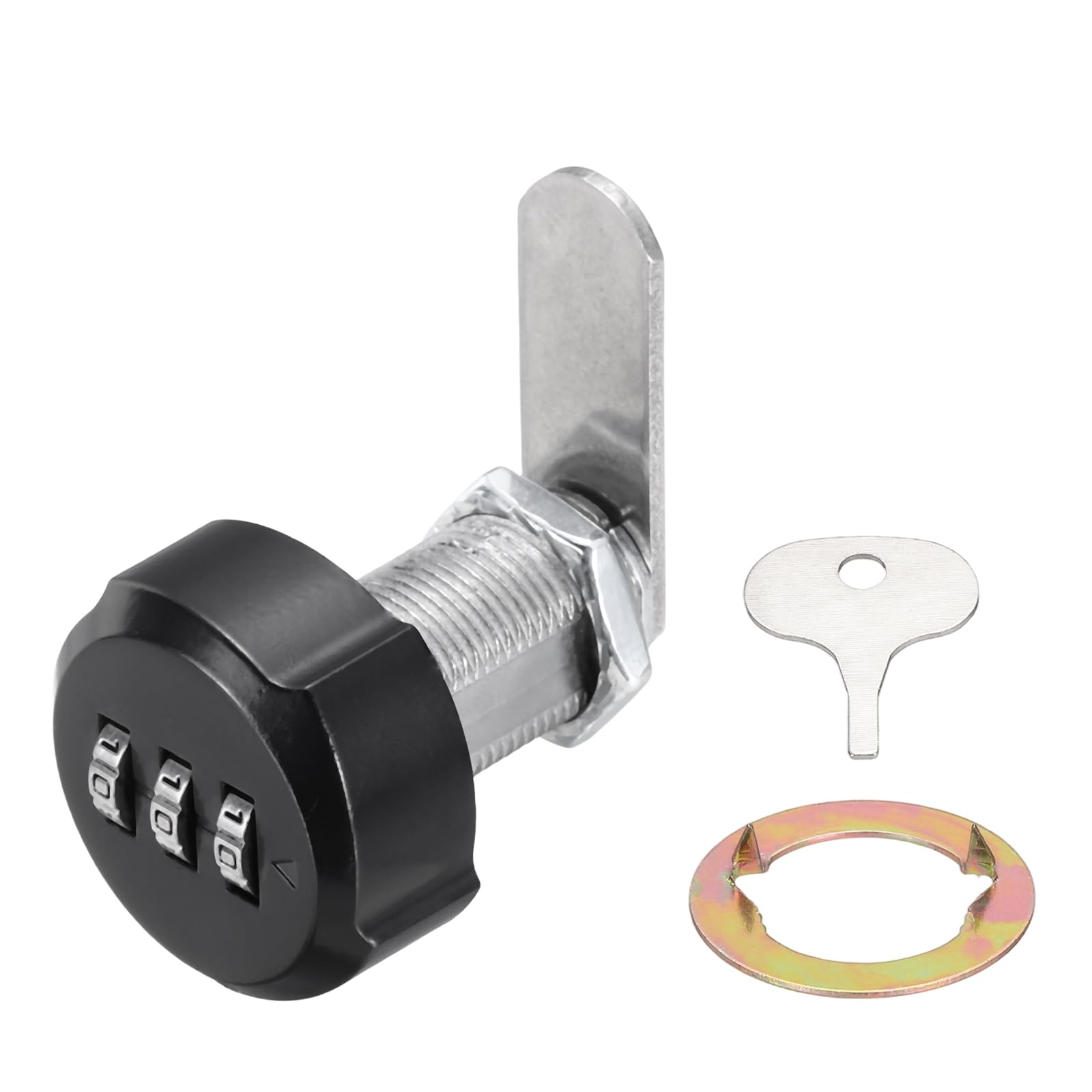 PATIKIL Combination Cabinet Lock, 1-1/8Inch 3-Digit Keyless Metal Drawer Plum Blossom Head Locks with for Kitchen Cabinet Closet Cupboard Locker Wooden Door, Black