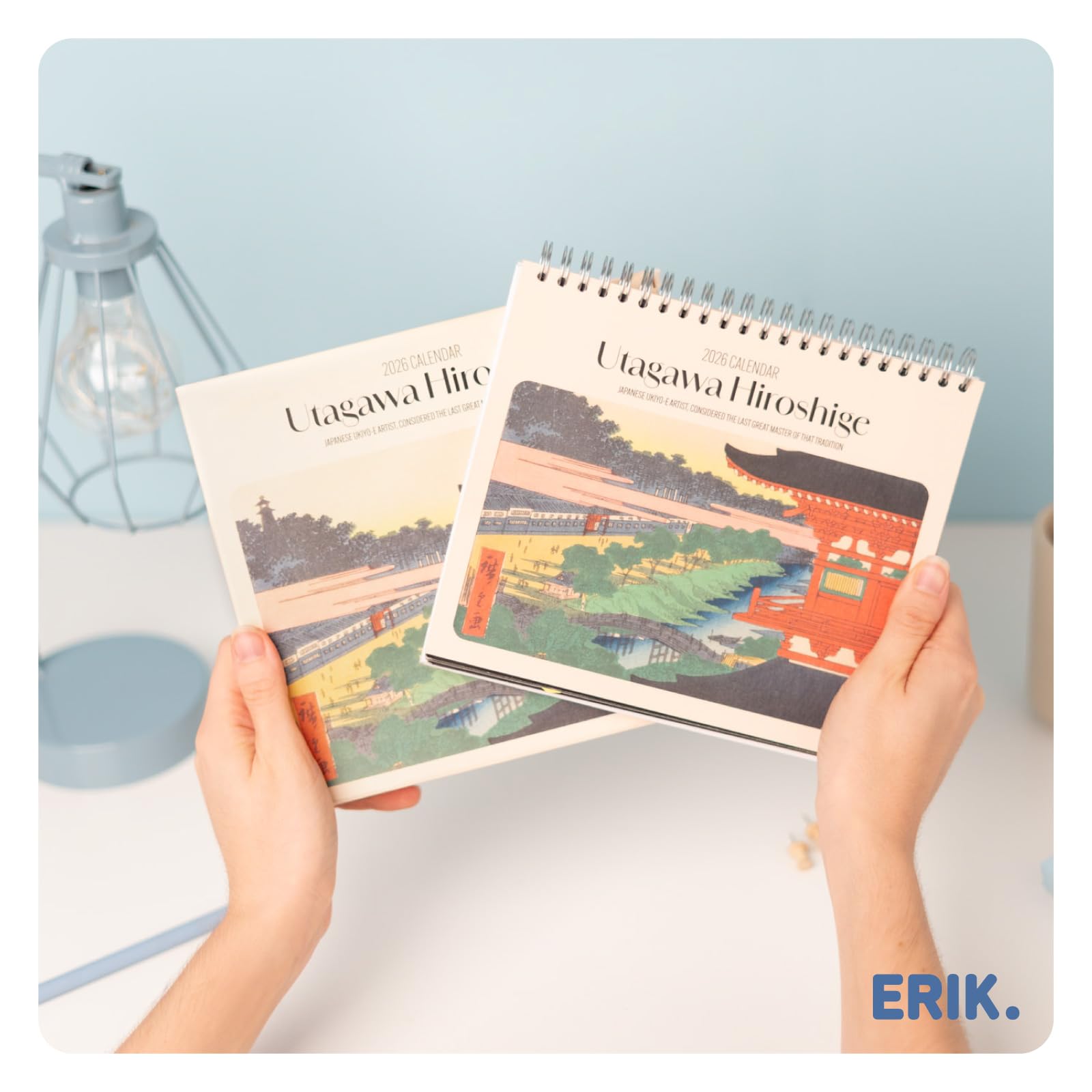 Grupo Erik Desk Calendar 2026 - Hiroshige Calendar 2026 Month To View | Monthly Desk Planner, Desktop Gifts Under 10 Pounds | Japanese Art Gifts For Friends