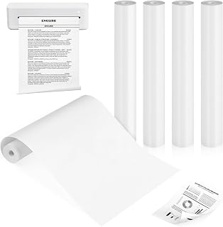 5 Rollen Thermopapier A4, Bpa-freies Thermodrucker Papier (ca. 120Blatt), Thermodruckerpapier Schnelltrocknendes, 210mm X 7m, A4 Druckerpapier für Tragbaren Drucker Fotodruck Notizen Etiketten Datei