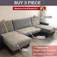 Vista 3 de Funda de sofá en forma de L, elástica y elastano en forma de L, funda para sofá de 3/2/4 asientos, funda de sofá modular, 1 pieza con correas
