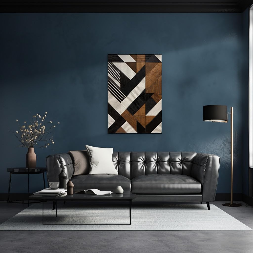 Canvas for Living room. Exploring the Depths of Artistry: A Close-Up on the Dynamic Beauty of Geometric Wooden Patterns, 27 x 18 inch Canvas Wall Art - Contemporary Masterpieces - Modern Home Decor