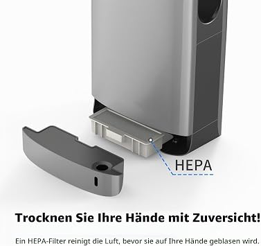 anydry Double Sided Jet Hand Dryer with HEPA and Car Thermostat 7-10s