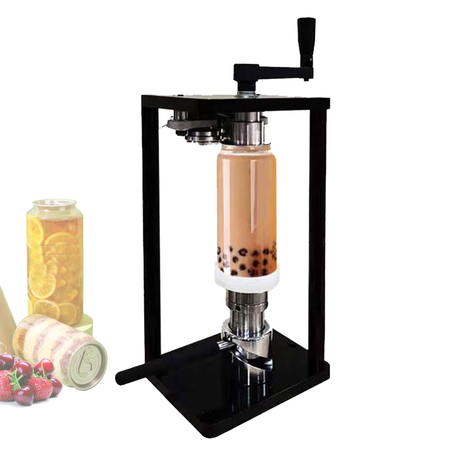 BOOZXCV Hand Tin Can Seamer Machine, Commercial Jar Press Sealing Tool for Glass, Plastic & Tin Cans, Adjustable for Jars Height Fixed Base Round Can Sealer