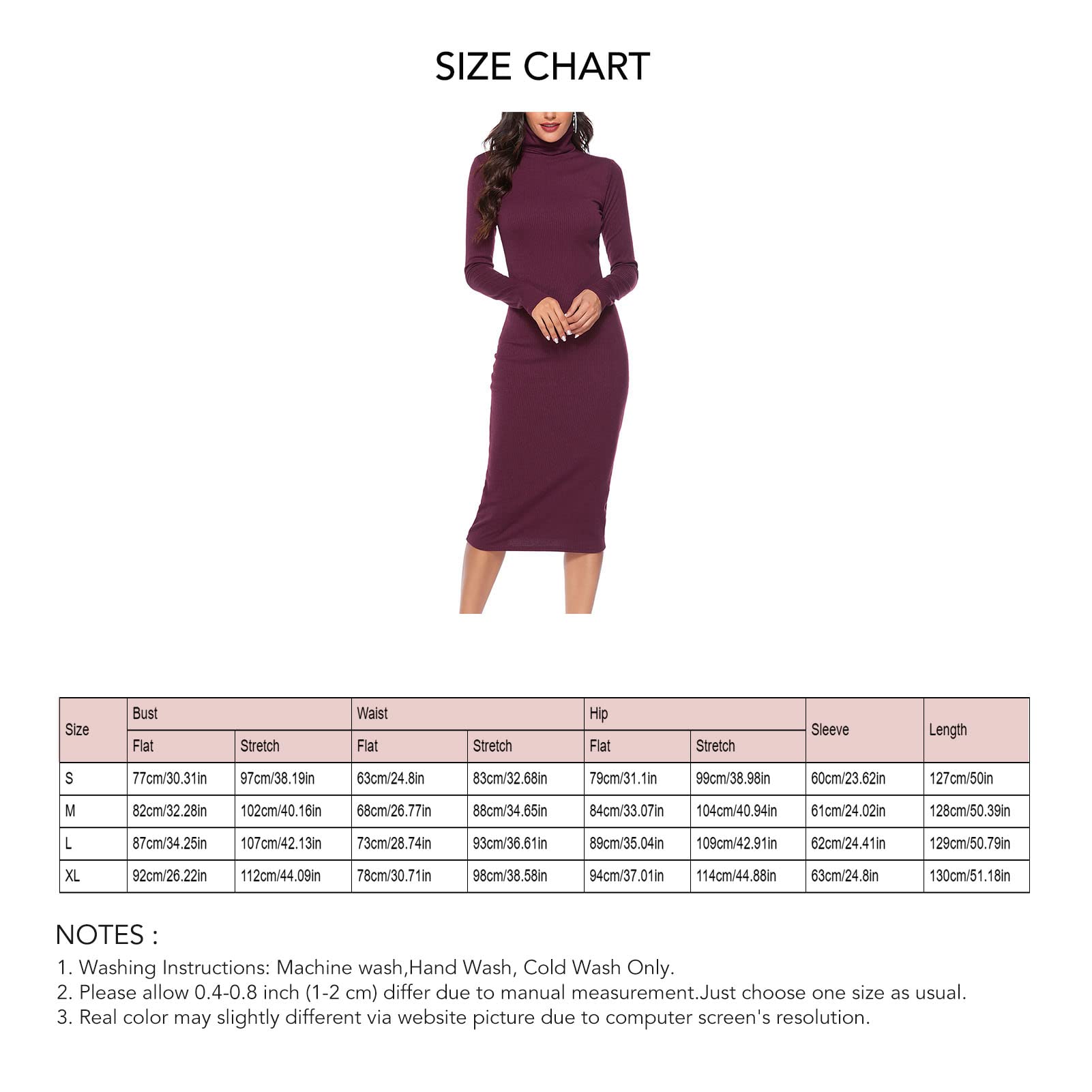 Ejoyous Robe Tricotée pour Femmes Robe à Col Roulé à Manches Longues Mini Robe Moulante Pull Tricoté Robe Portefeuille Robe Pull(XL-Vin Rouge)
