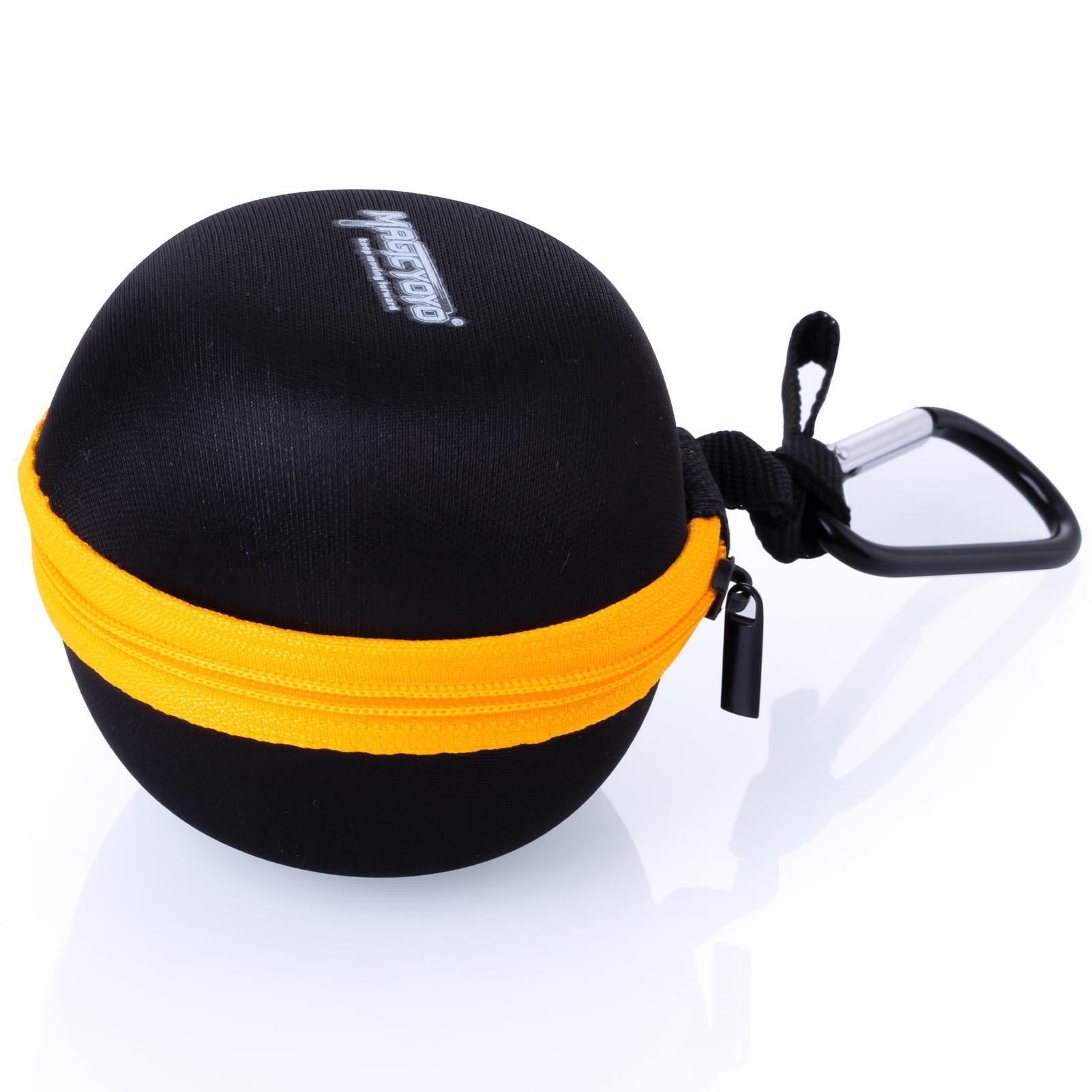 MAGICYOYO Yoyo Ball Storage Bag-Black Orange, Professional Yoyo Caser, Yo-Yo Carry Bag with Hand Strap for Outdoor Equipment Protective Bag with Interior Zip Mesh