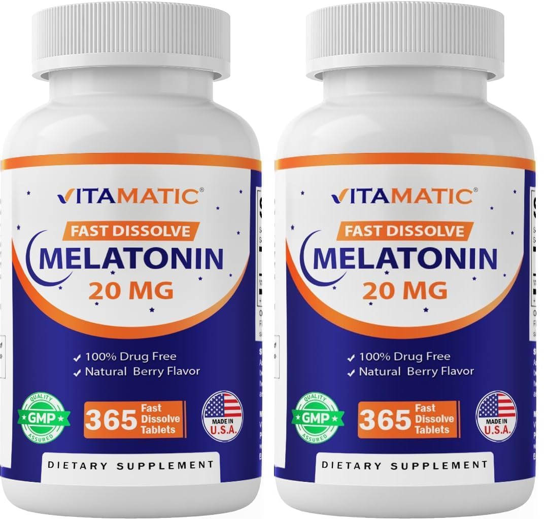 Vitamatic Melatonin 20 mg, 365 Fast Dissolve Tablets | Natural Berry Flavor — Amazon image 10