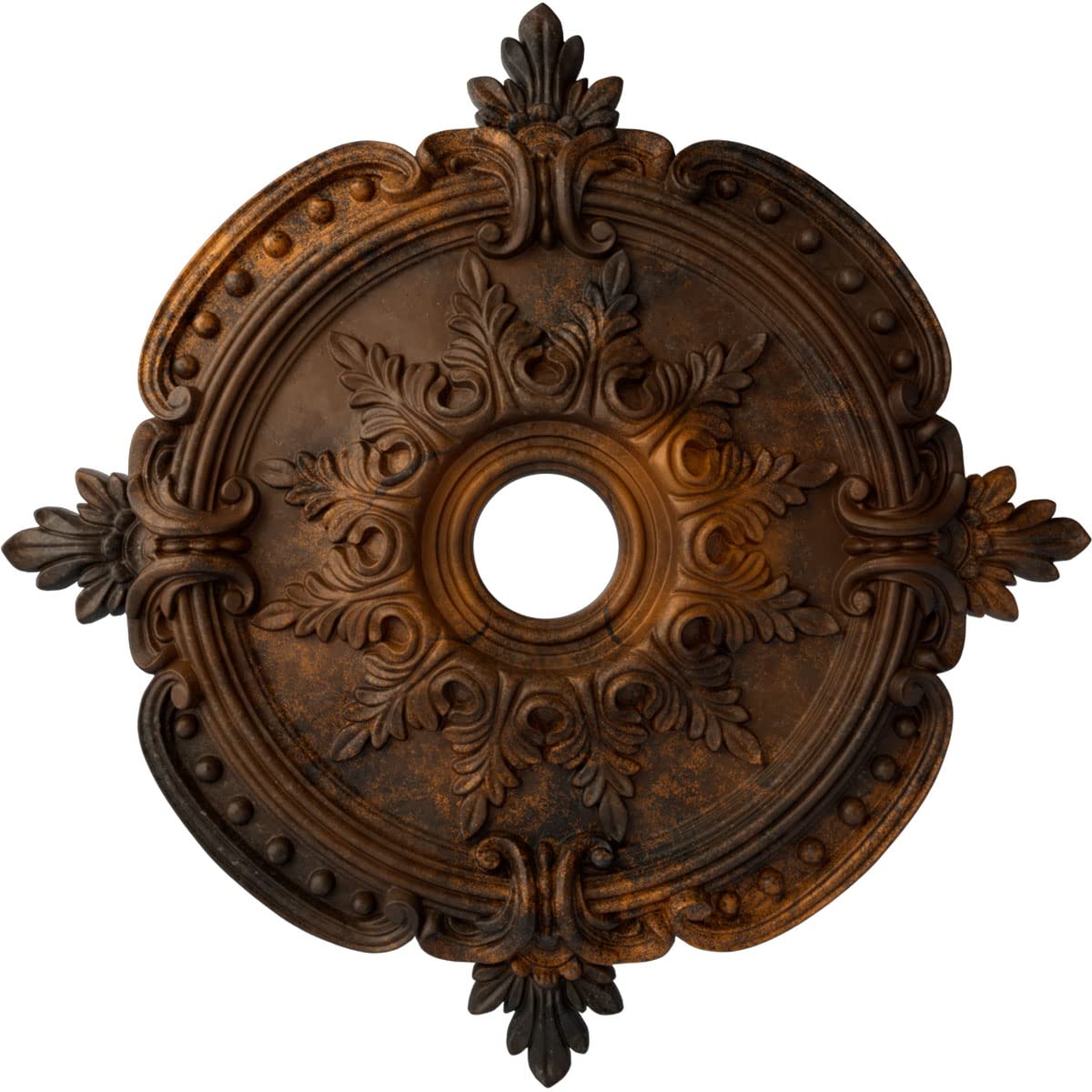 Ekena Millwork CM28BERUS Benson Classic Ceiling Medallion, 28 3/8"OD x 3 3/4"ID x 1 5/8"P, Hand-Painted Rust