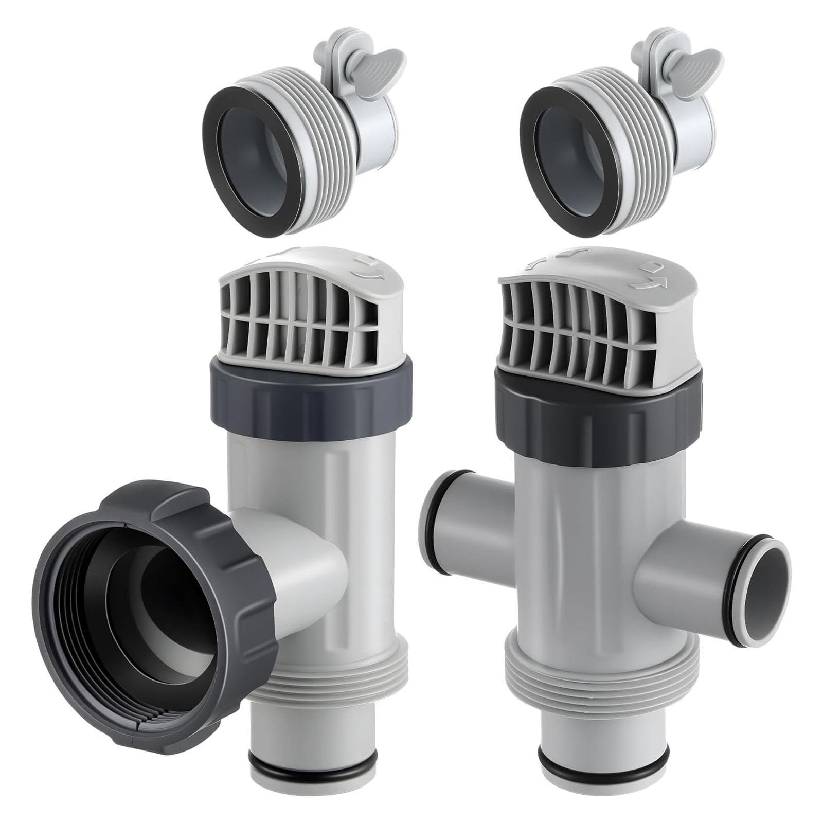 DFHINSC Hose Plunger Valves Set with Adapters Suitable for Pool Pumps Systems Water Flows Control and Leak Pool Replacement Part