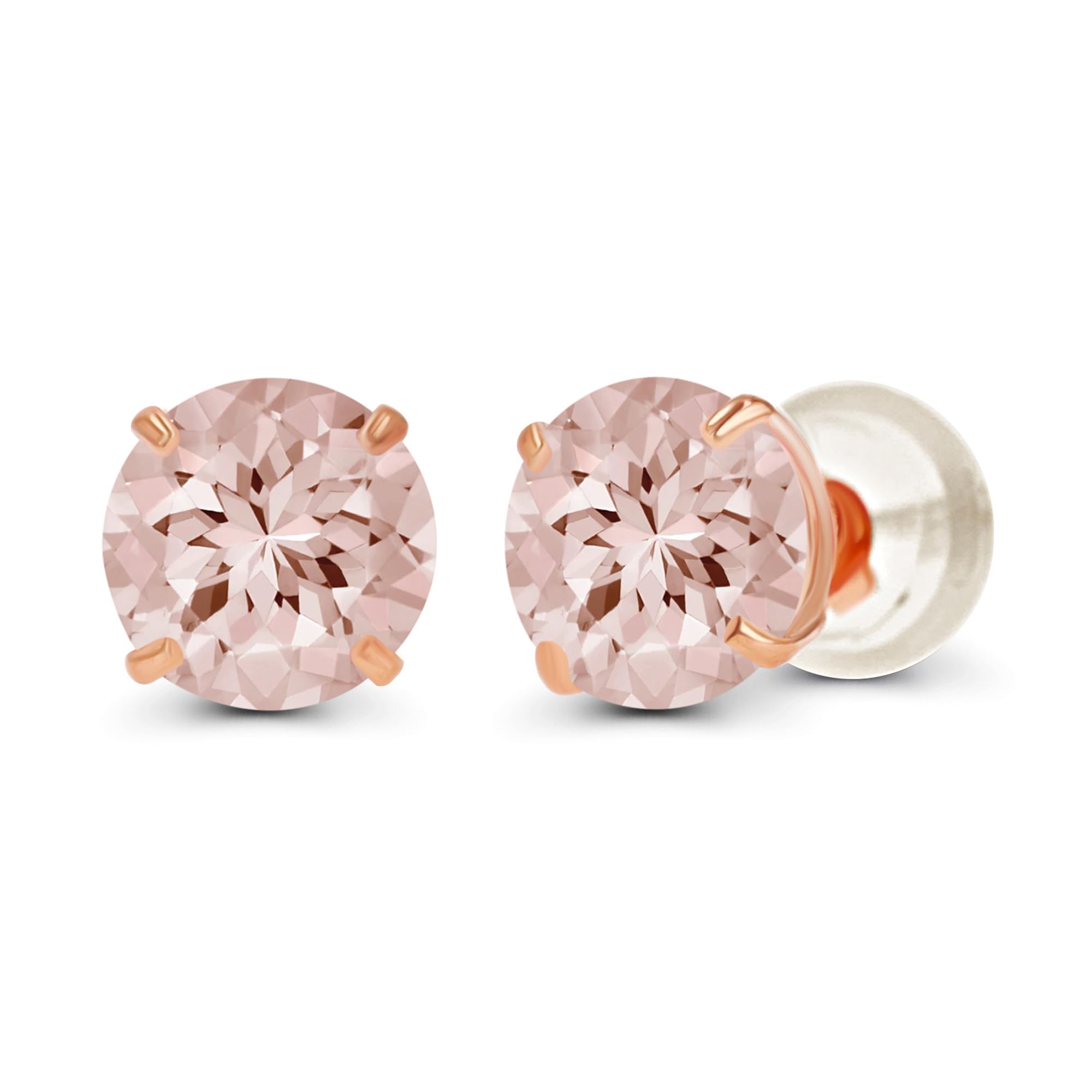 DECADENCESolid 925 Sterling Silver Gold Plated 4mm Round Genuine Birthstone Gemstone Hypoallergenic Stud Earrings For Women and Girls