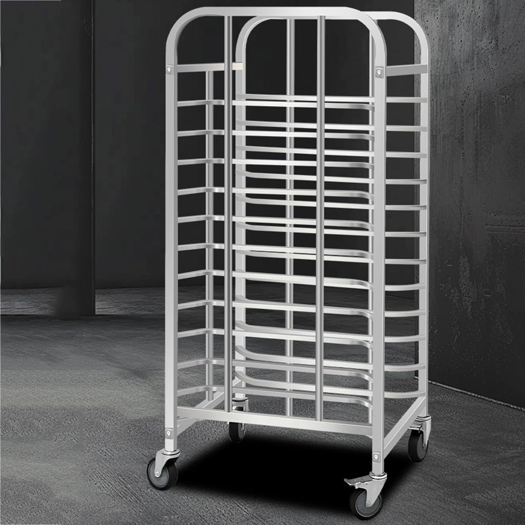Bandeja de aluminio comercial para hornear, carrito escalonado de grado de catering, carrito de servicio de cocina con ruedas giratorias, adecuado para panaderías y K profesional, versión