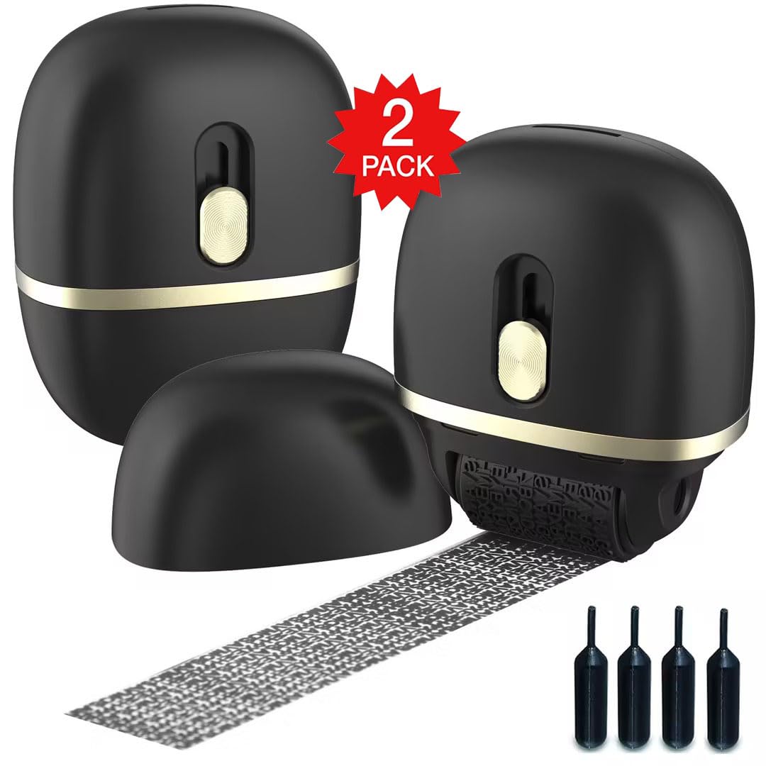 Lomil Identity Protection Roller Stamps 2 Pack Black
