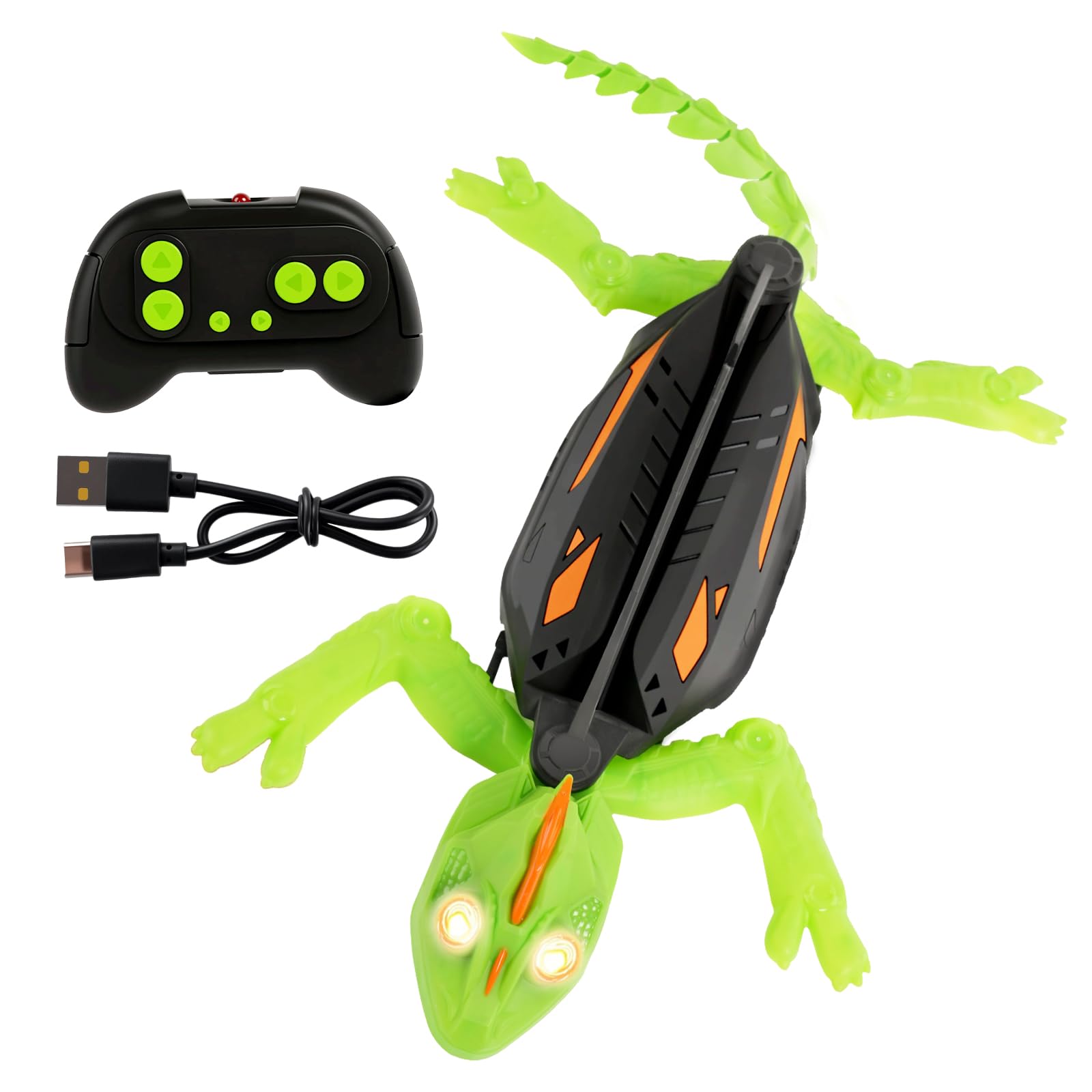 Binghe Bionic Wall Climbing Gecko, Rechargeable Remote Control Climbing Gecko, Wall Crawler Chameleon with LED Eyes and Type-C Cable, Remote Control Robot Kids Toy for Boys & Girls Toys Age 5 & Up