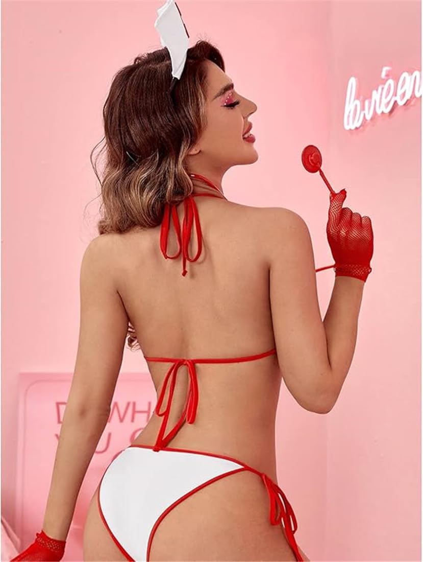 Women's Sexy Nurse Uniform Roleplay Lingerie Set Nurse Cosplay for Halloween Carnival Birthday Fancy Dress Up