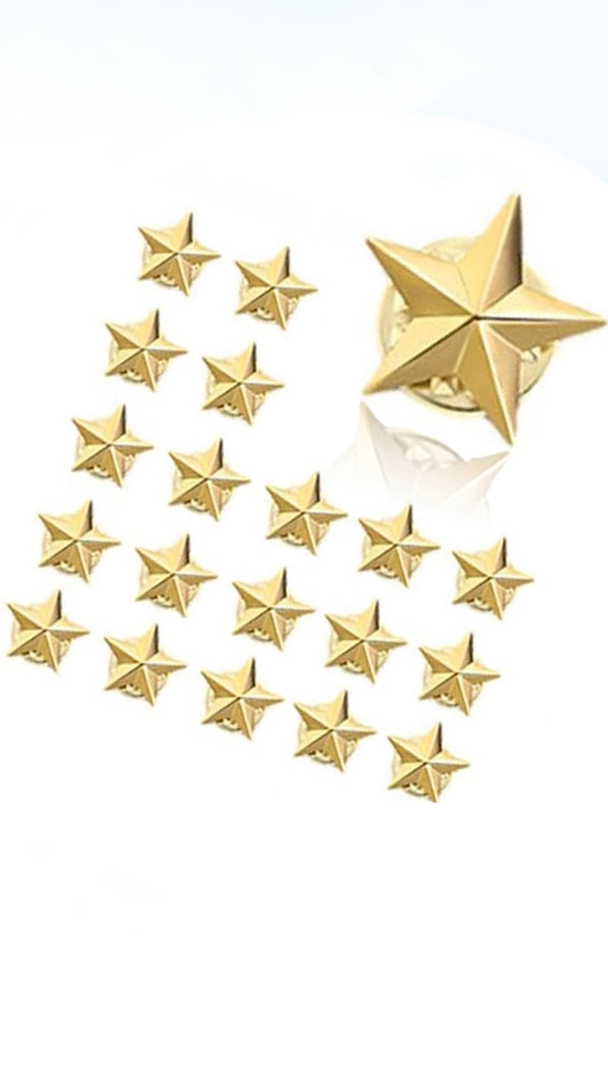 20-Piece Gold 5 Point Star Lapel Pins, Veterans Day, Independence Day Decorations - 0.63 Inch