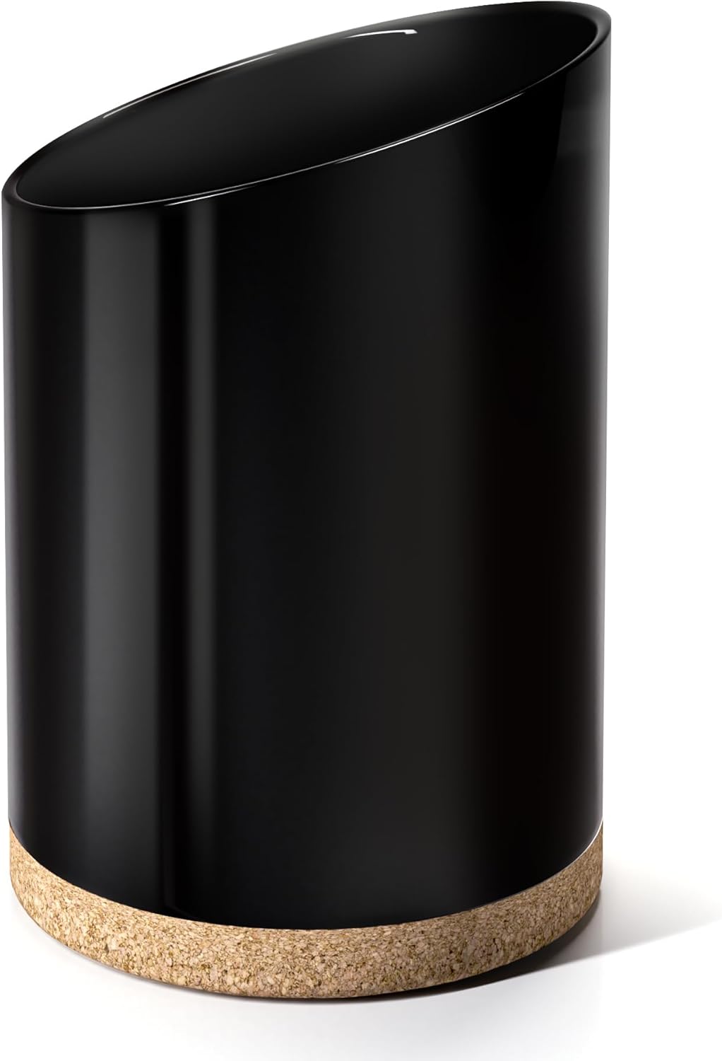 KITEISCAT Large Ceramic Utensil Holder for Kitchen Counter, Modern Crock with Slanted Top & Cork Mat, for Spatulas & Cooking Spoons, Black