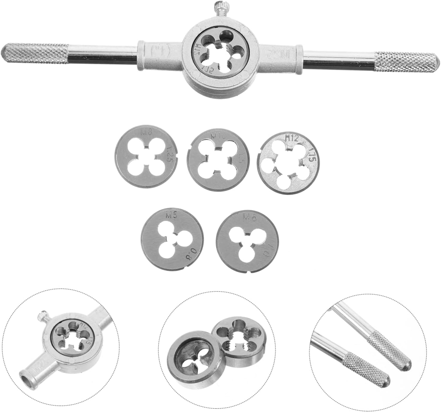TEHAUX 3sets Metric Tap and Die Set Coarse and Fine Threading Tools Precision Machining Multi-functional Kit for Easy Use for Professionals and Enthusiasts