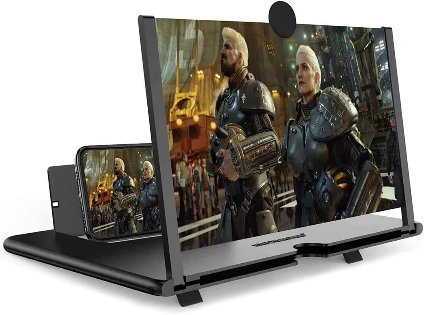 Mobile Phone Screen Magnifier, 3D HD Mobile Magnifier Projector Screen for Movies and Videos, Foldable Phone Stand with Screen Amplifier, Supports All Smartphones (12 Inch-Black)