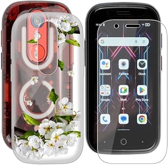 Tempered Glass Film + Cover for Unihertz Jelly Star 3.00", 9H Hardness Screen Protector and Soft Silicone Case Bumper Shell Transparent Protective TPU Cases - RomanceE