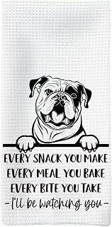 Funny Kitchen Towels, Every Snack You Make Dish Towels Dishcloths Tea Towel for Kitchen, Dog Lovers Gifts for Women, English Bulldog Decor, English Bulldog Dog KitchenBathroom Decor, 16x24in