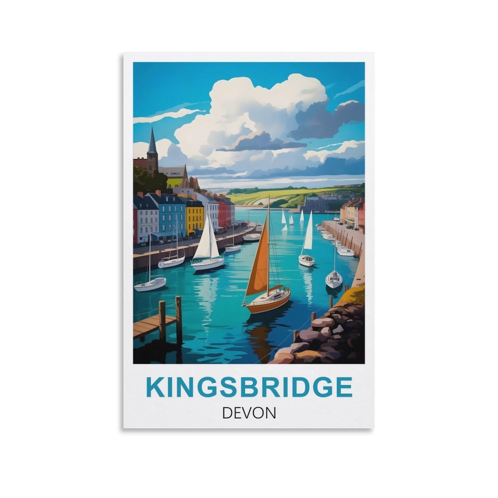 EZMLFA 5D Diamond Art Kits Adults,Kingsbridge Devon,DIY Cross Stitch Crystal Rhinestone Embroidery Pictures Craft for Home Wall Deco 40x40cm