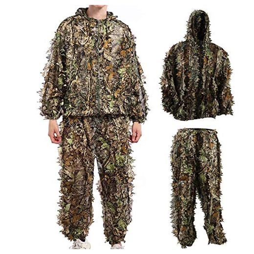 Ghillie Suit Camouflage Suit Outdoor Hunting Camo Halloween Cosplay Costume Woodland 3D Leaf Hunting Suit