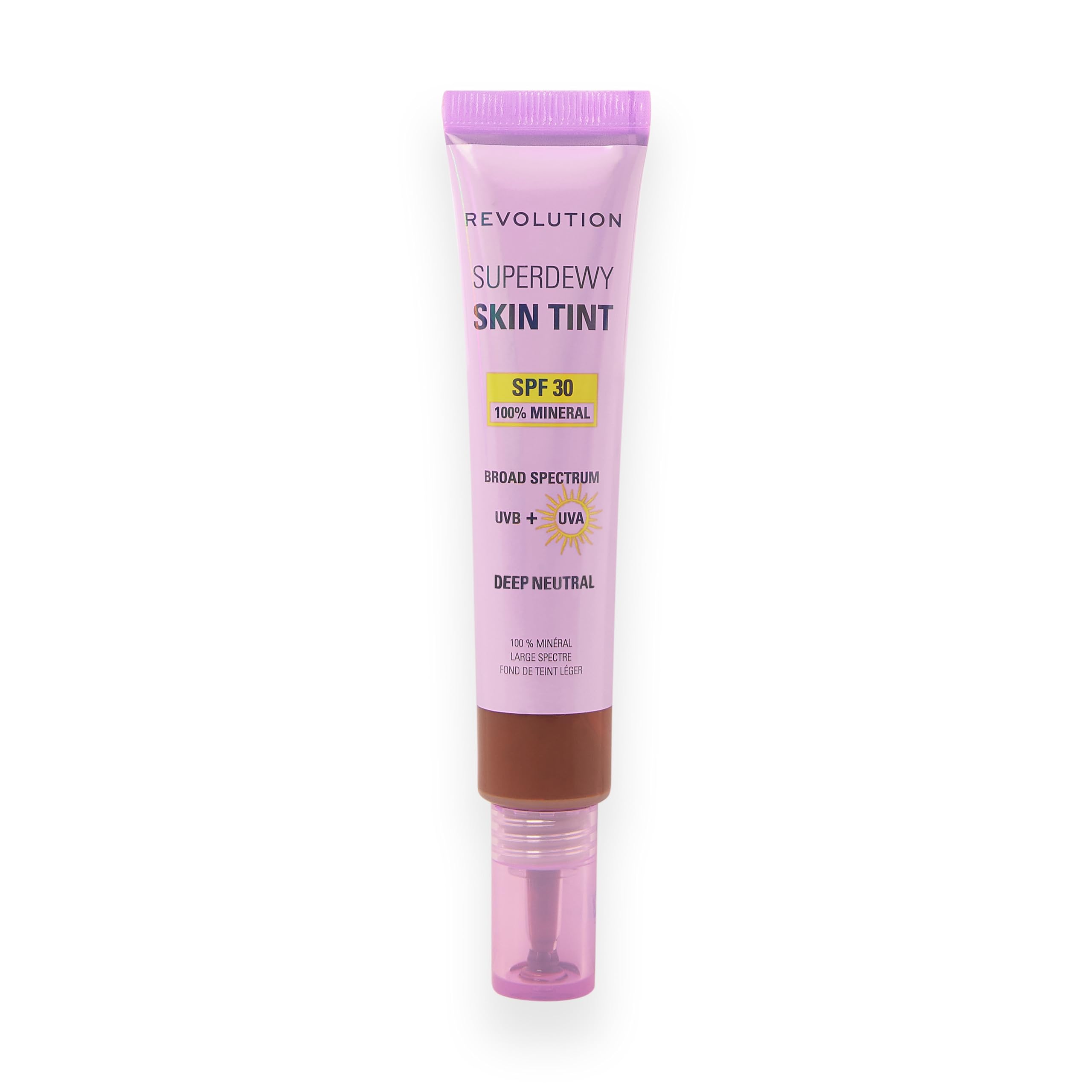 Revolution Superdewy SPF30 Skin Tint, Suitable for Sensitive & Acne-Prone Skin, Lightweight Buildable Formula, Vegan & Cruelty-Free, Deep Neutral, 28ml