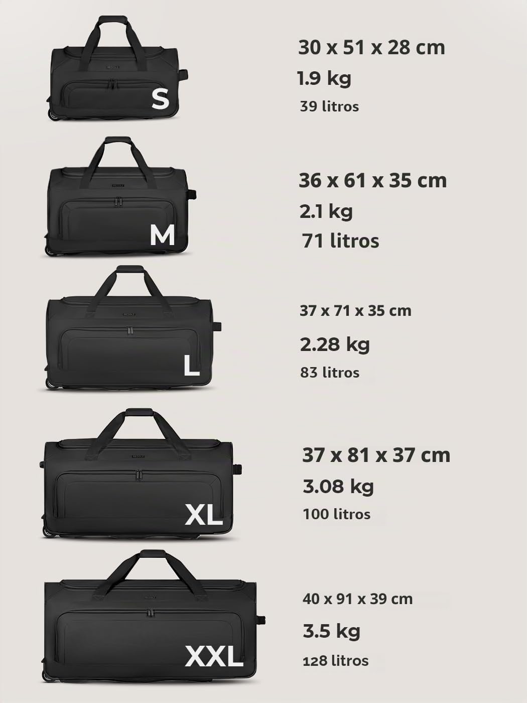 REDOLZ Duffle Essentials Wheeled Duffle L Black