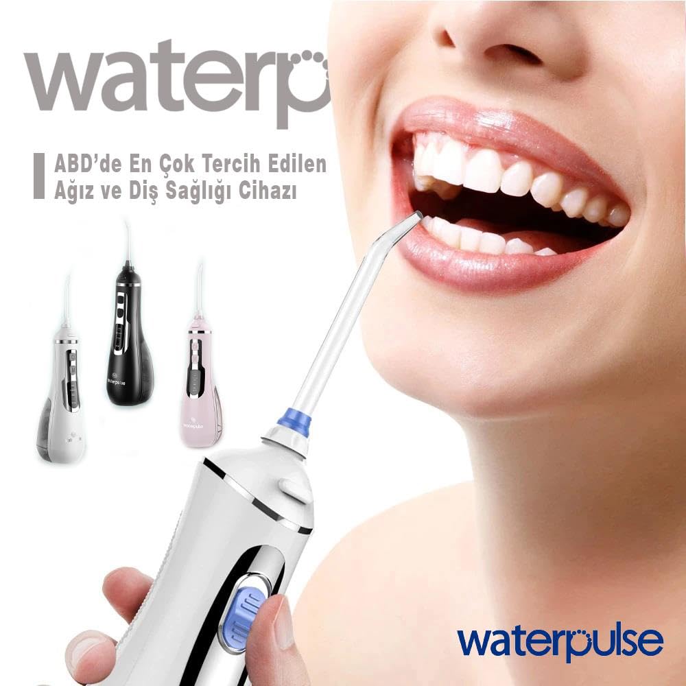 WaterPulse WP-V500 Water Flosser Taşınabilir, Şarjlı, Masajlı, Diş Protez Bakım ve Ağız Duşu (Pembe)