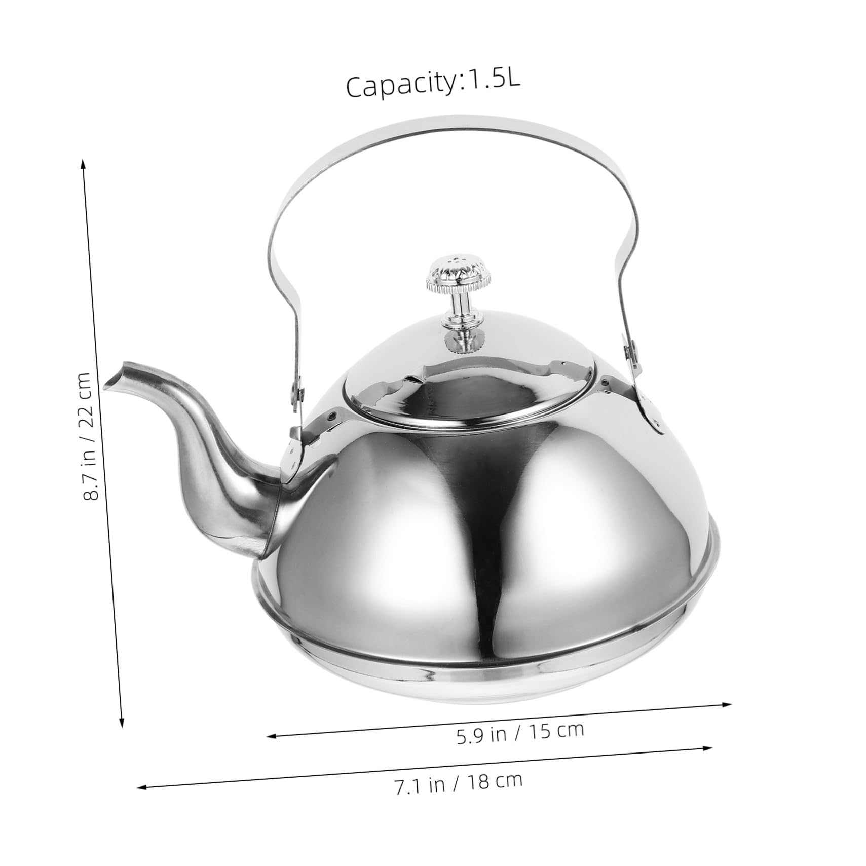 Alipis Théière Acier Inoxydable avec Filtre Amovible et Poignée Bouilloire pour Infusion de Thé Maison et Restaurant Design Classique et Moderne