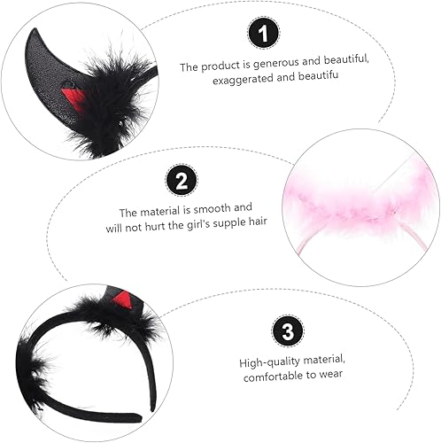 Miniatura 2 de NOLITOY 18 Pcs Halloween Headband Ox Horn Buckle Devil Horns Headband Horn Cosplay Headband Devil Headband Kids Hair Accessories Angel Headdress