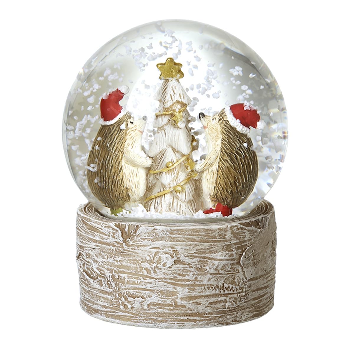 Heaven Sends Hedgehogs Around Christmas Tree Snow Globe
