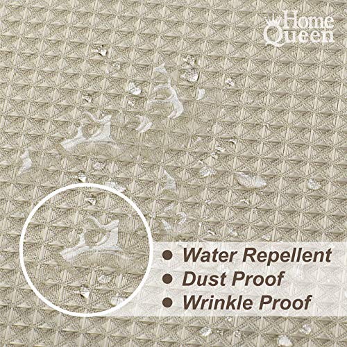 Home Queen Waffle Bathroom Window Curtain Valance, Water Repellent Short Straight Kitchen Window Topper, 60 X 16 Inch, Solid Taupe #TOP5
