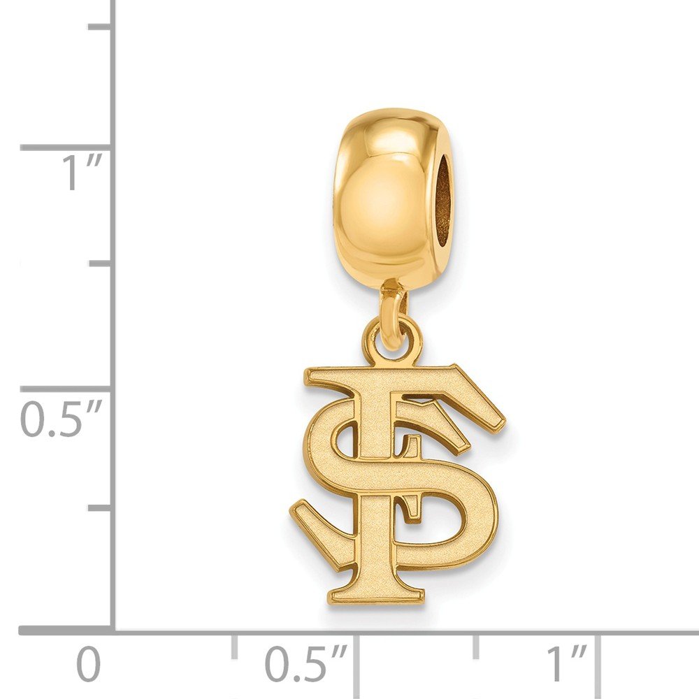 Florida State Bead Charm Small (1/2 Inch) Dangle (Gold Plated)