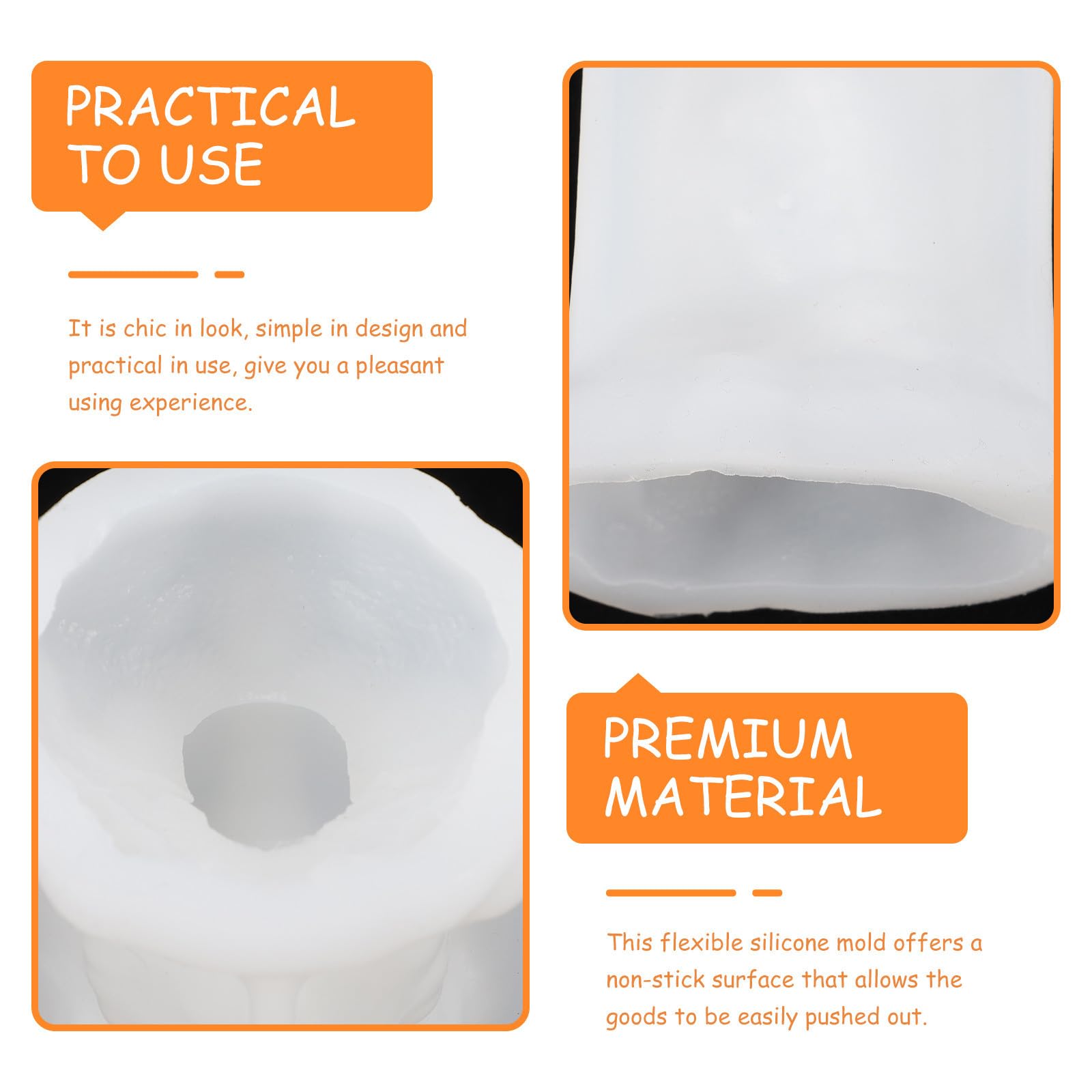 4 Pezzi Stampo Teschio in Silicone per Candele Halloween, Bianco