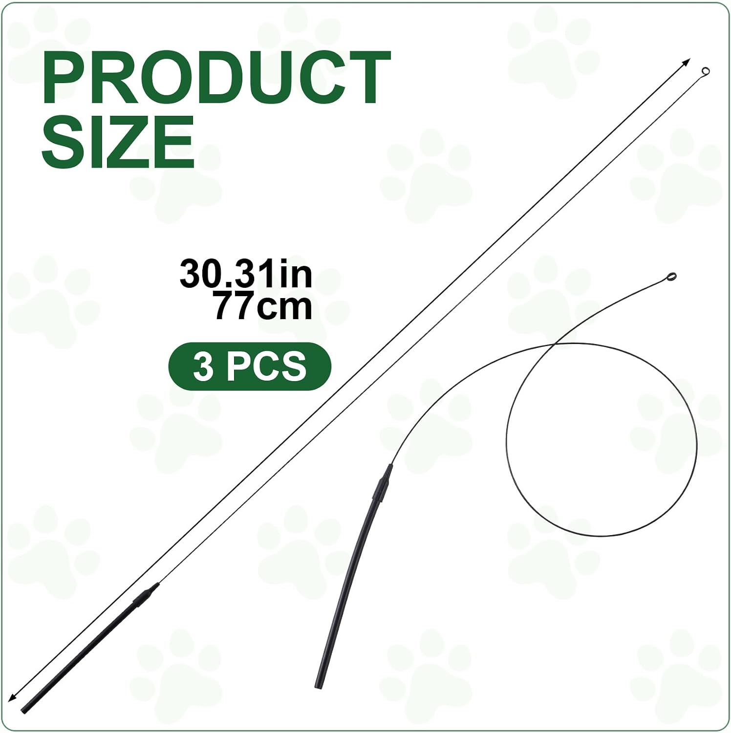 3pcs Cat Wand Toy Replacement Rod, 32'' Flexible Steel Wire Cat Dancer Wire Toy, Cat Worm Toy for Indoor Attachment Replacement - Black image 2