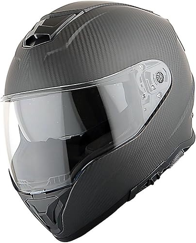 Miniatura 2 de Martian Casco integral de fibra de carbono auténtica, color negro, aprobado por DOT