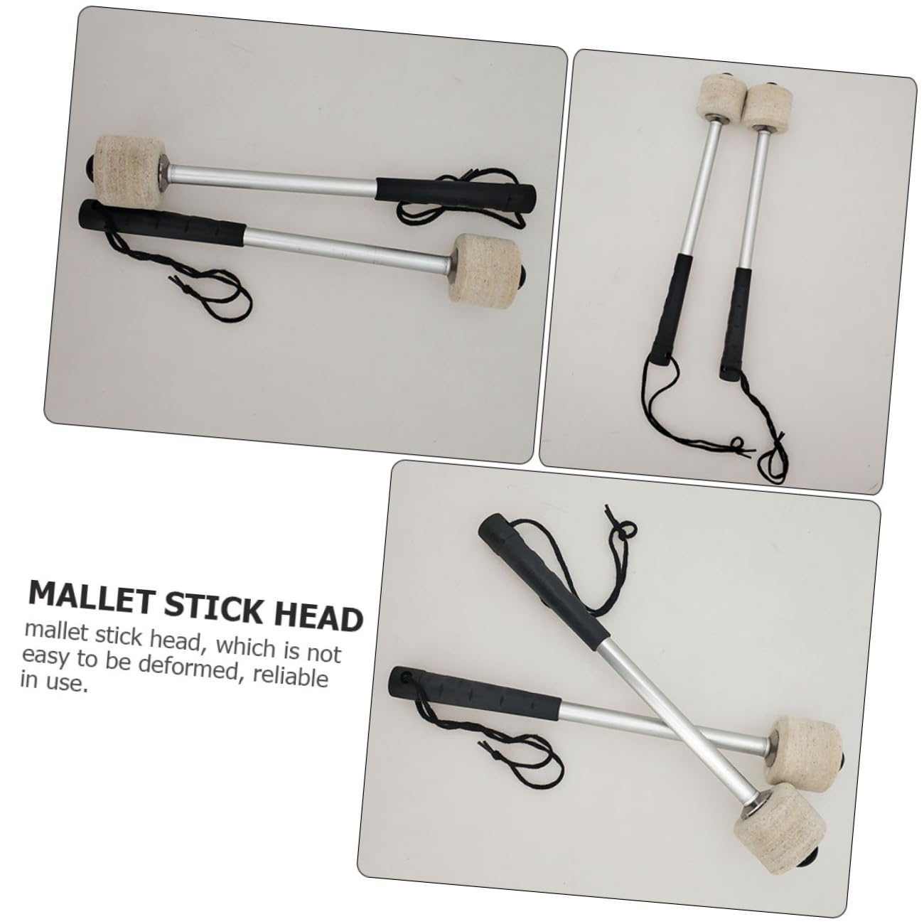 Gatuida 2 piezas Baquetas de de Gran con Cabezal de Fieltro de Lana para Percusión Accesorios de Instrumentos Musicales Resistentes y Cómodas para Prolongado