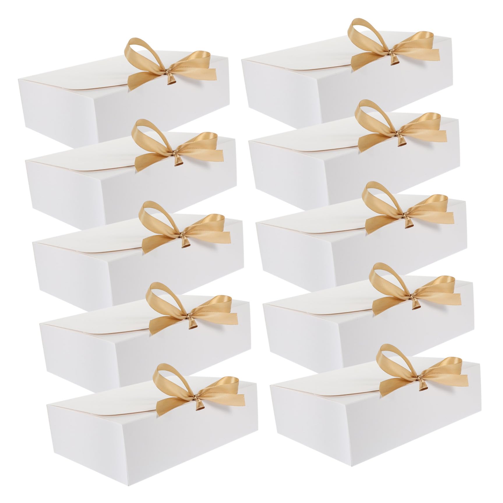 ibasenice 10 Stück Faltbare Geschenkbox mit Schleife Karton Geschenkverpackung Weiße Braut Antragsbox mit Klappdeckel Vielseitige Party und Hochzeitsgeschenk Schachtel aus Stabilem Karton