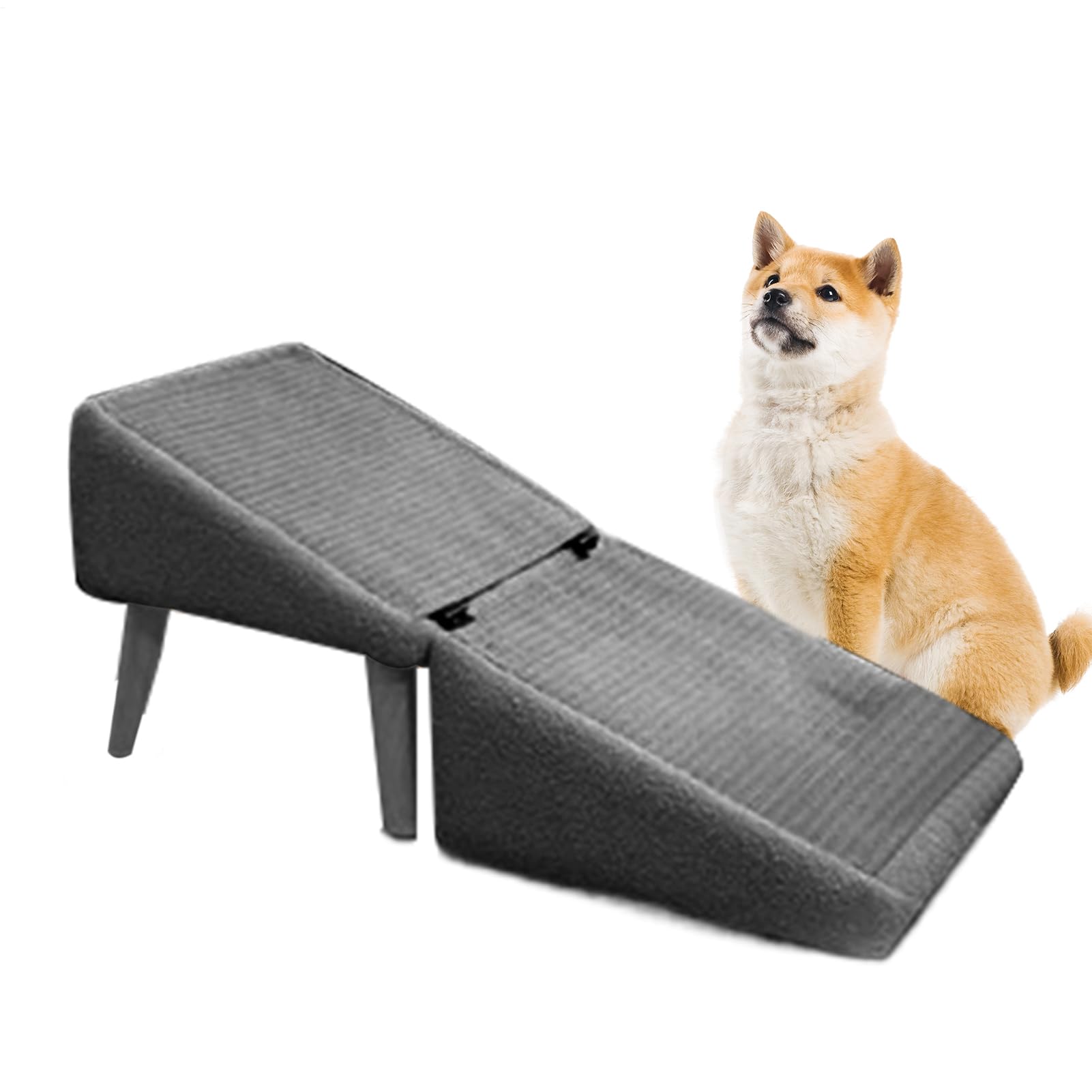 Rampa pieghevole per cani, in legno per veicoli, rampa antiscivolo per animali domestici con copertura in tessuto, sgabello multifunzionale per cani di piccola taglia e gatti, supporto per