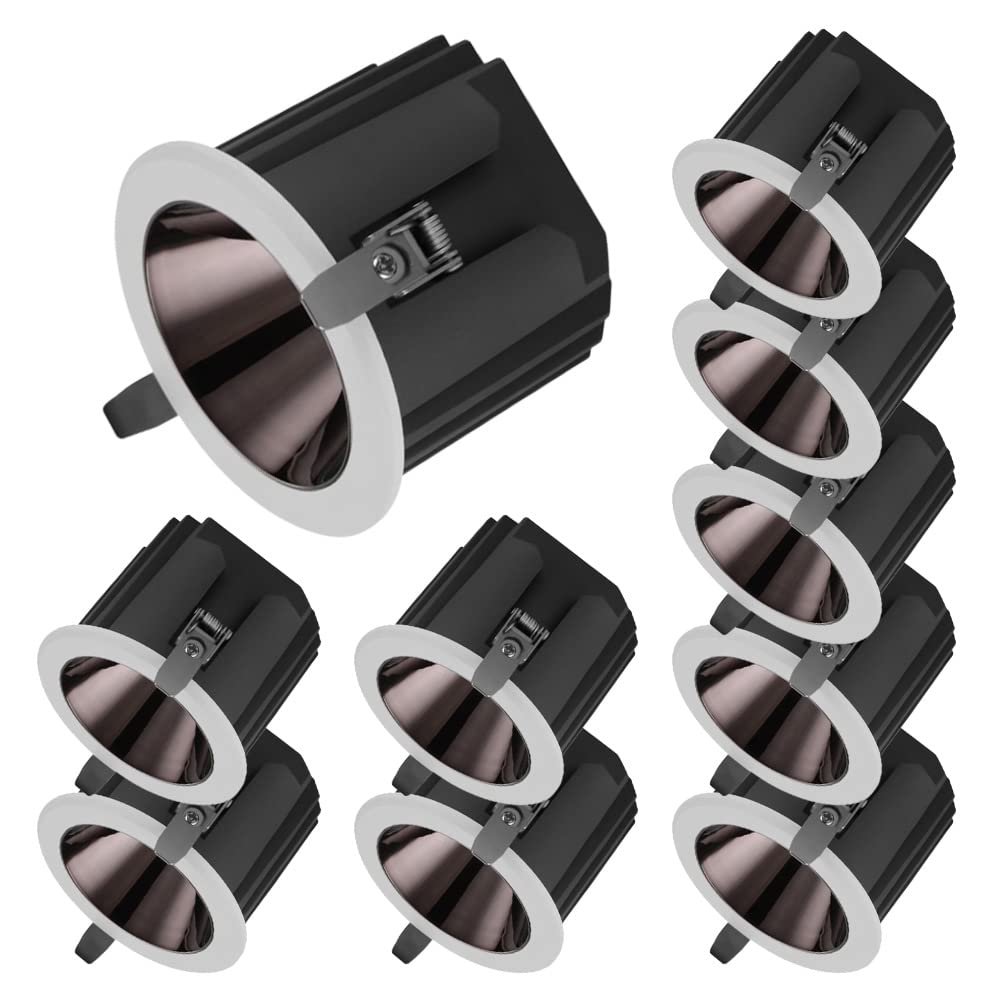 Projecteur LED, Lot de 10 Spots LED étanches IP65, Garniture déflectrice 7 W 12 W, Globe oculaire, rénovation de la lumière du Jour, plafonnier antireflet Profond COB
