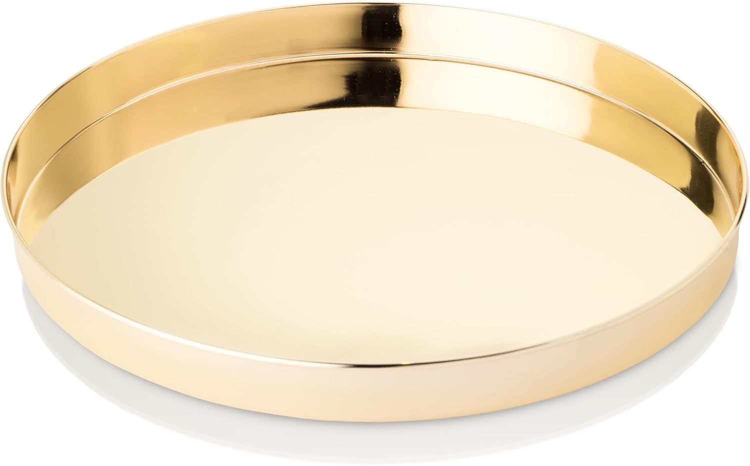 Viski Tray, Round Serving Tray, Stainless Steel with Gold Plating, 12.5 Inch Diameter, Perfume Tray, Gold, Set of 1
