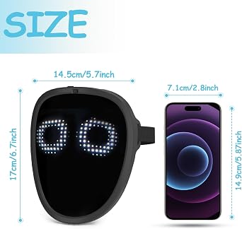Depointer Life Led Mask with Gesture Sensing, LED Lighted Face Transforming Mask for Costume Cosplay Party Masquerade