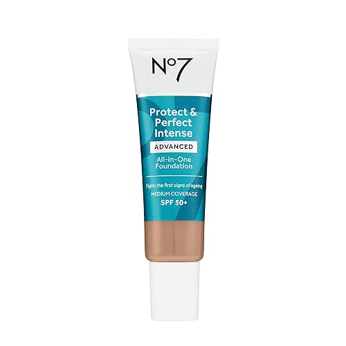 Miniatura 1 de No7 Protect & Perfect - Base de maquillaje avanzada todo en uno, trigo, desafiante de la edad, con SPF 50 para mujeres, crema base de maquillaje que