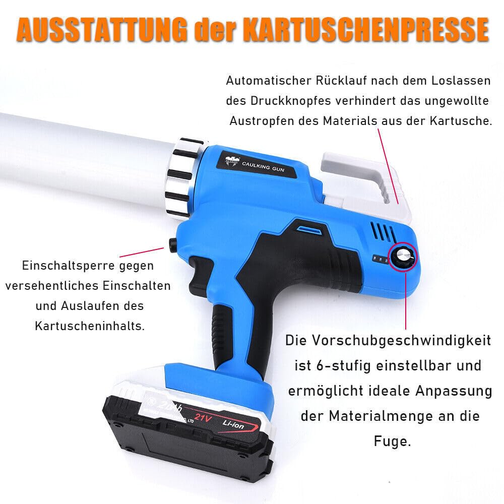 2 pistole a batteria da 21 V, pressa per cartucce, pistola in silicone, 6500N