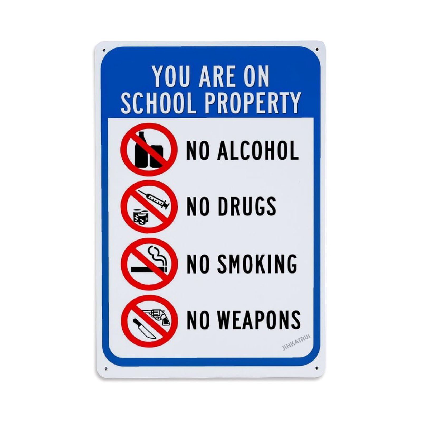 Jdfenggu Vintage School Property Warning Sign Retro Metal Tin Sign, Decor Art Poster For Bar, Home, Man Cave, Kitchen, Laundry Room Gift 8X12inch