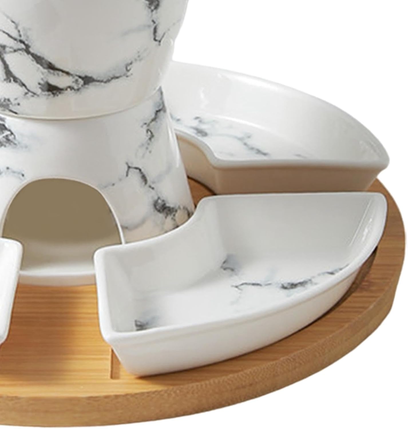 Ceramic Chocolate Fondue Set Chocolate Fondue Pot Melting Mug DIY Cheese Hotpot Kits for Cooking Birthday Broth Tapas Dinner, Marble