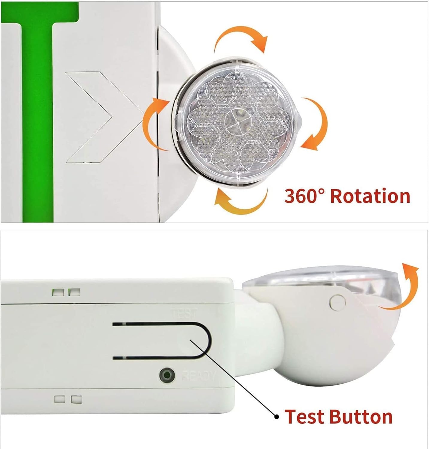 AKT LIGHTING LED Emergency Light & Exit Sign Combo, Green Exit Sign, UL Certified, Adjustable Lamps with Back-up Battery for Business (Green 12 pack)